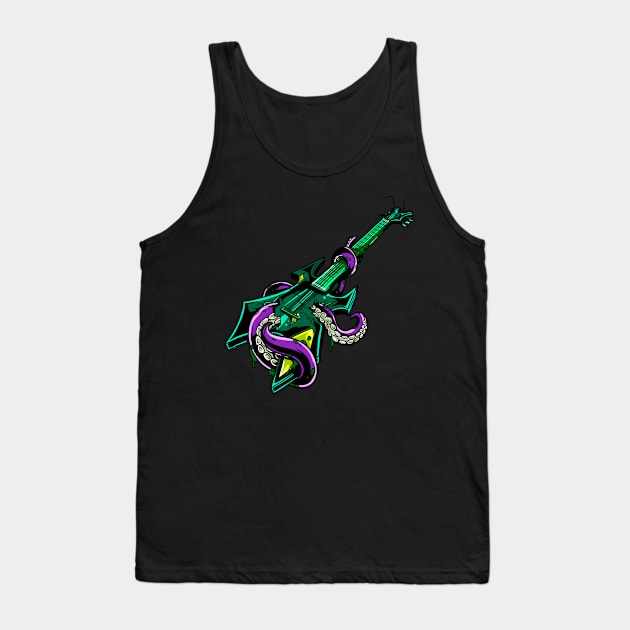 Electric rock guitar with purple Octopus Tank Top by pickledpossums